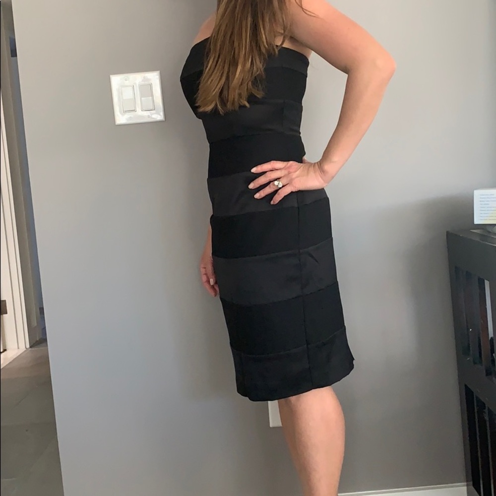 Black dress striped satin effect